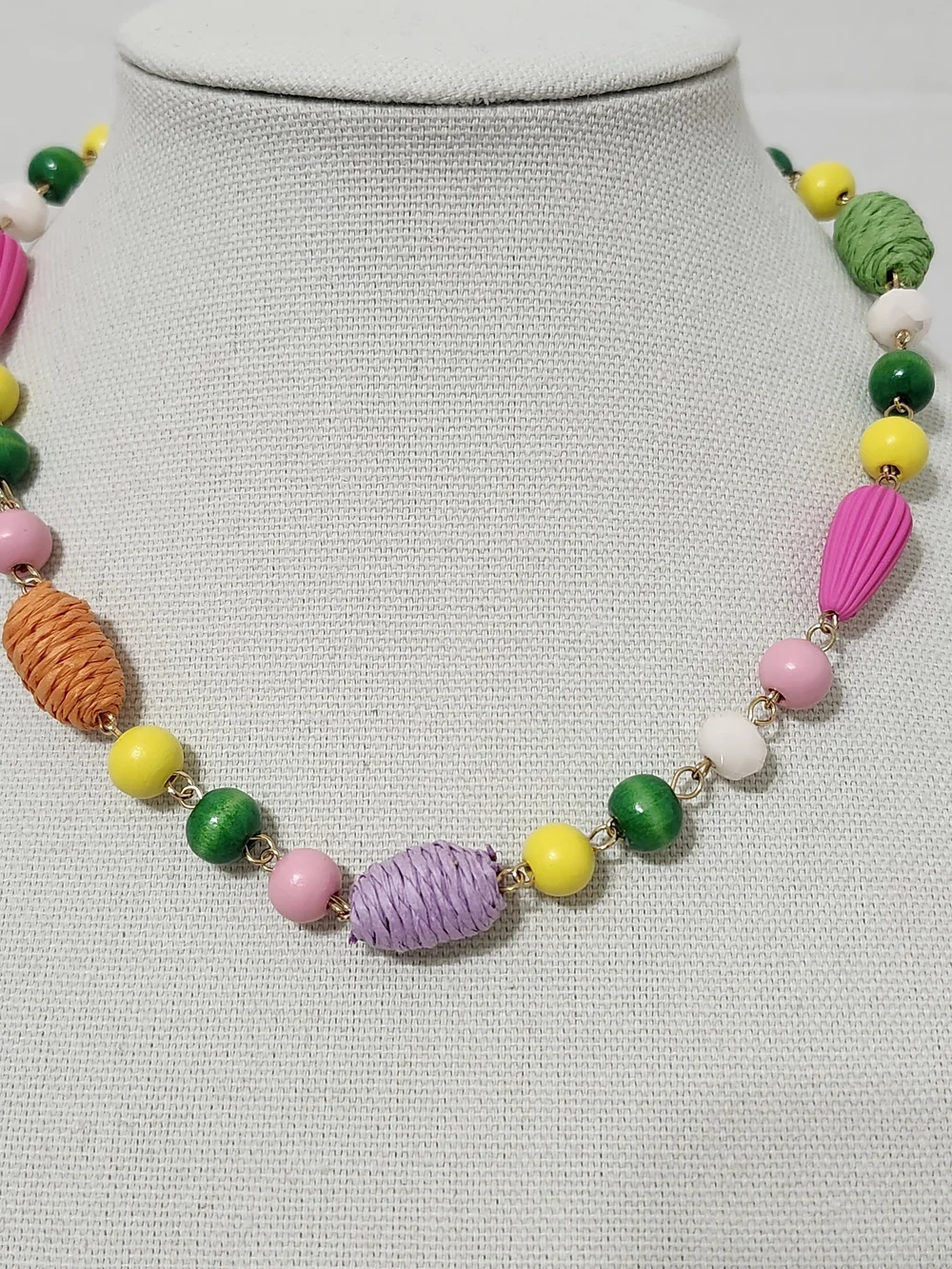 Colorful Beaded Necklace & Bracelet Set Multicolor Vibrant Statement Easter New